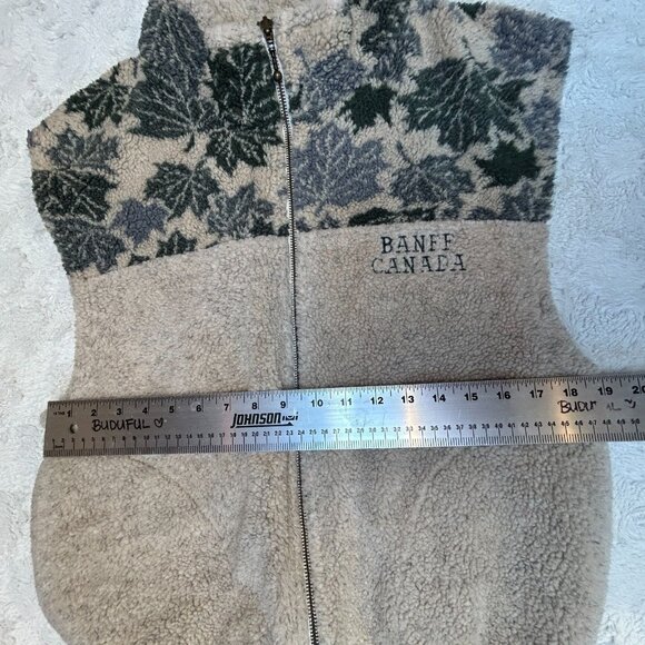 Vintage Quality Goods Canada Women Small Gray Sherpa Fleece Vest Pocket Full-Zip - Picture 4 of 9